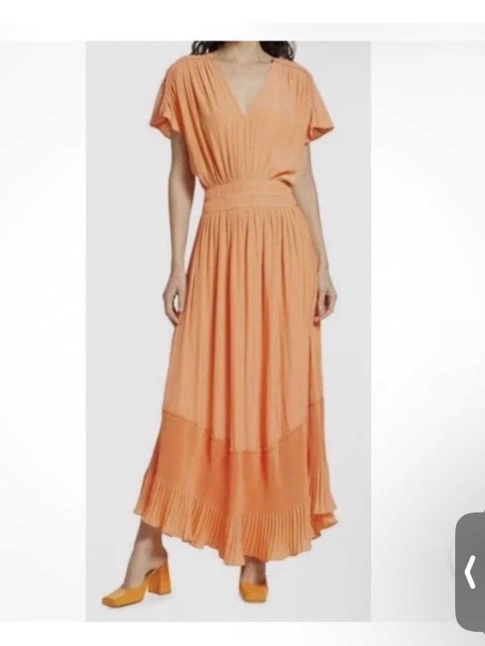 Ramy Brook Women's Orange Cymone Pleated Maxi Dress Size Med Wedding Luxury